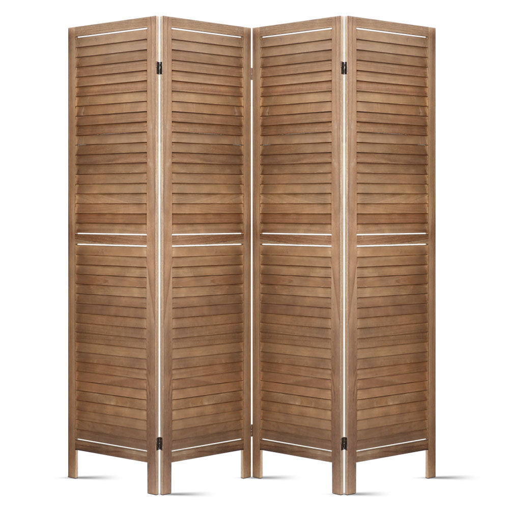 4-Panel Room Divider – 160x170cm, Louver Oak | Artiss