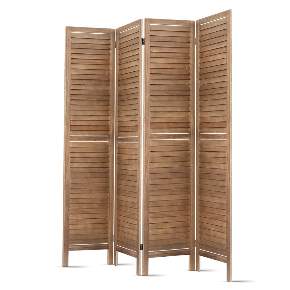 4-Panel Room Divider – 160x170cm, Louver Oak | Artiss