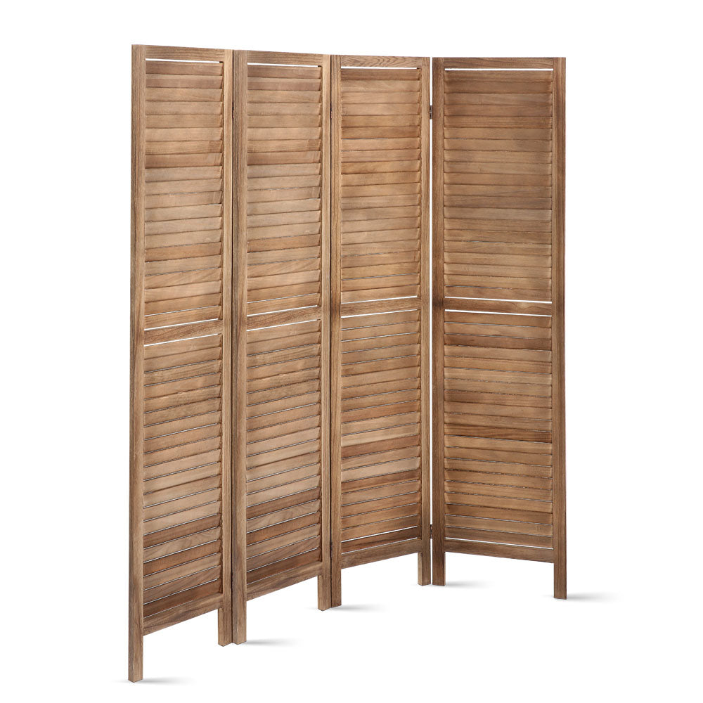 4-Panel Room Divider – 160x170cm, Louver Oak | Artiss