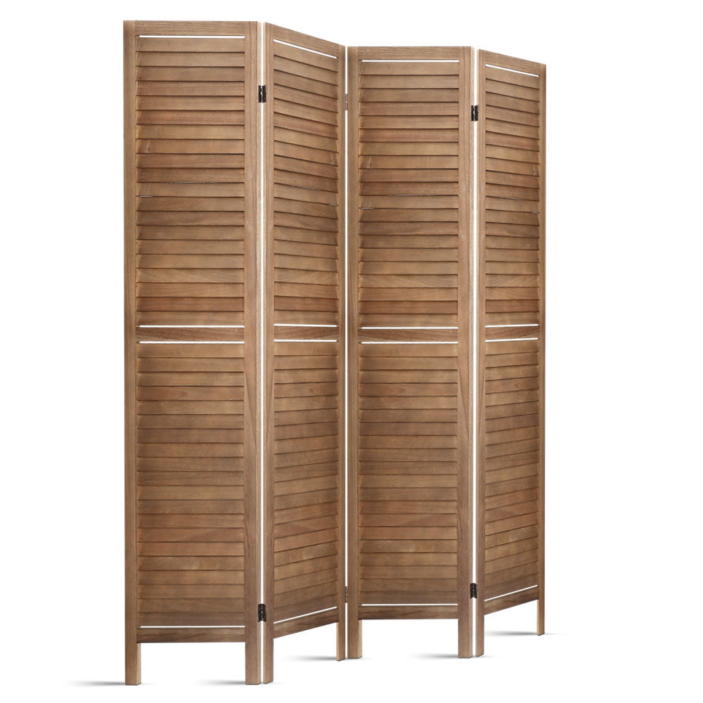 4-Panel Room Divider – 160x170cm, Louver Oak | Artiss