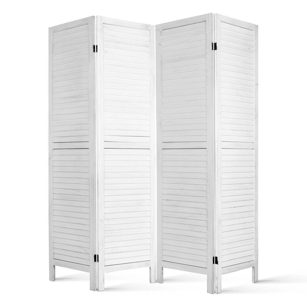 4-Panel Room Divider – 163x170cm, Louver White | Artiss