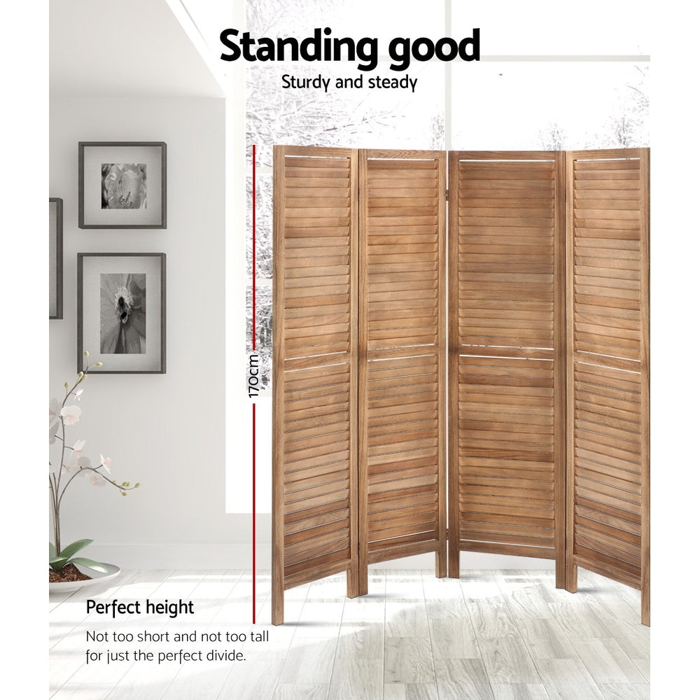8-Panel Room Divider – 326x170cm, Louver Oak | Artiss