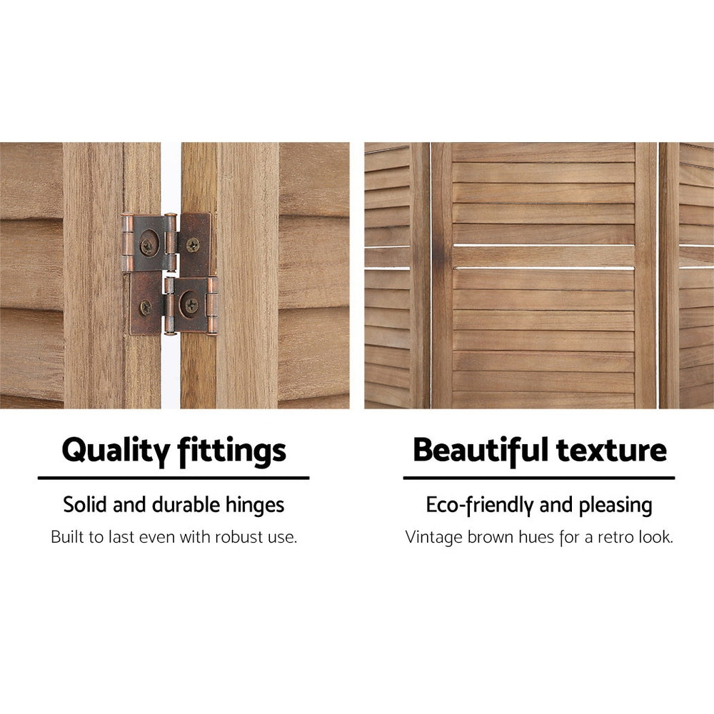 8-Panel Room Divider – 326x170cm, Louver Oak | Artiss
