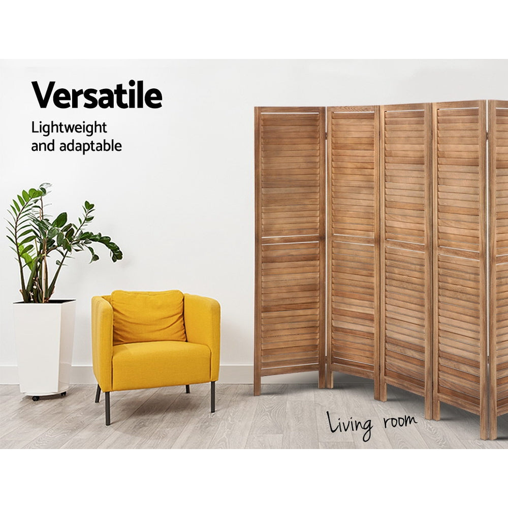 8-Panel Room Divider – 326x170cm, Louver Oak | Artiss