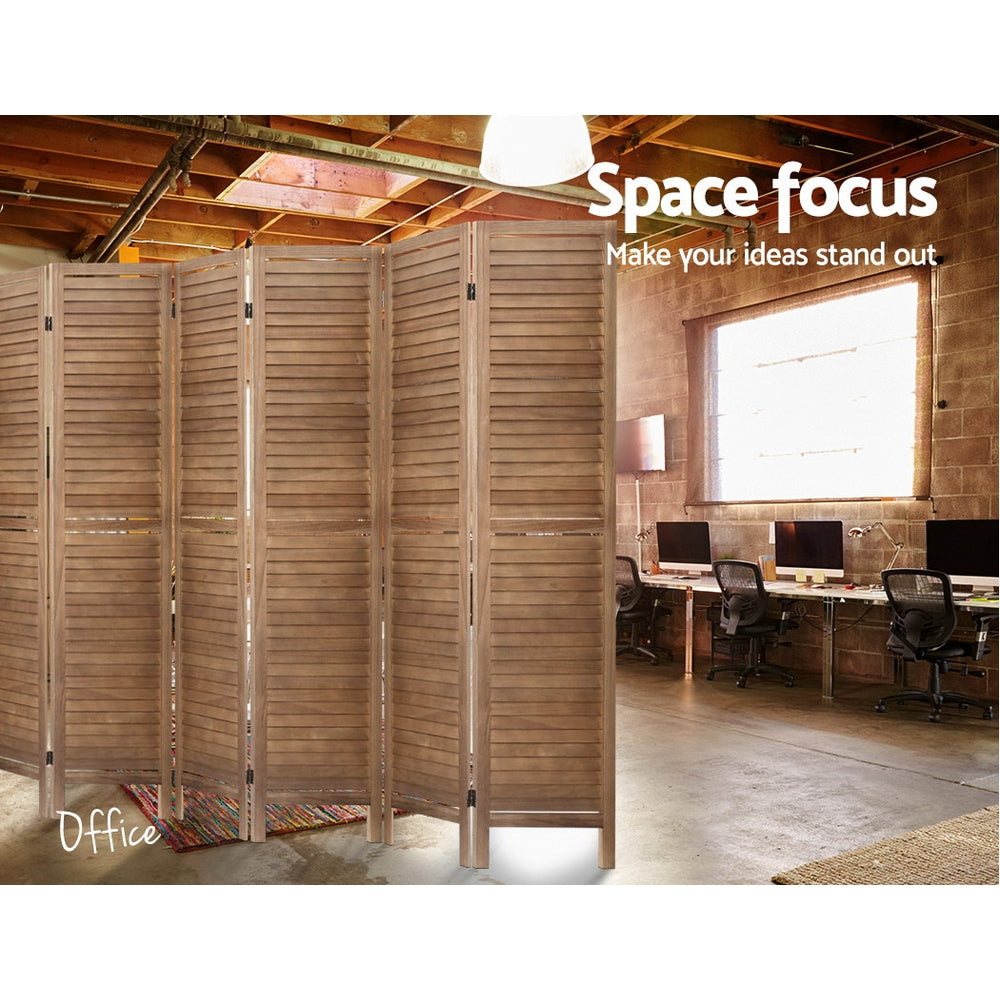 8-Panel Room Divider – 326x170cm, Louver Oak | Artiss