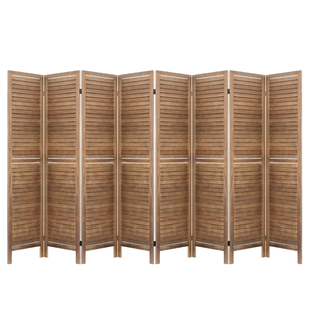 8-Panel Room Divider – 326x170cm, Louver Oak | Artiss