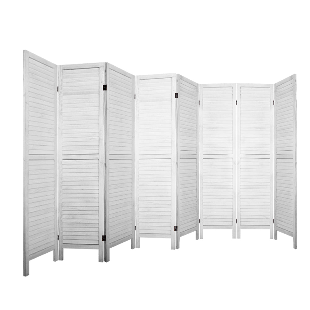 8-Panel Room Divider – 326x170cm, Louver White | Artiss