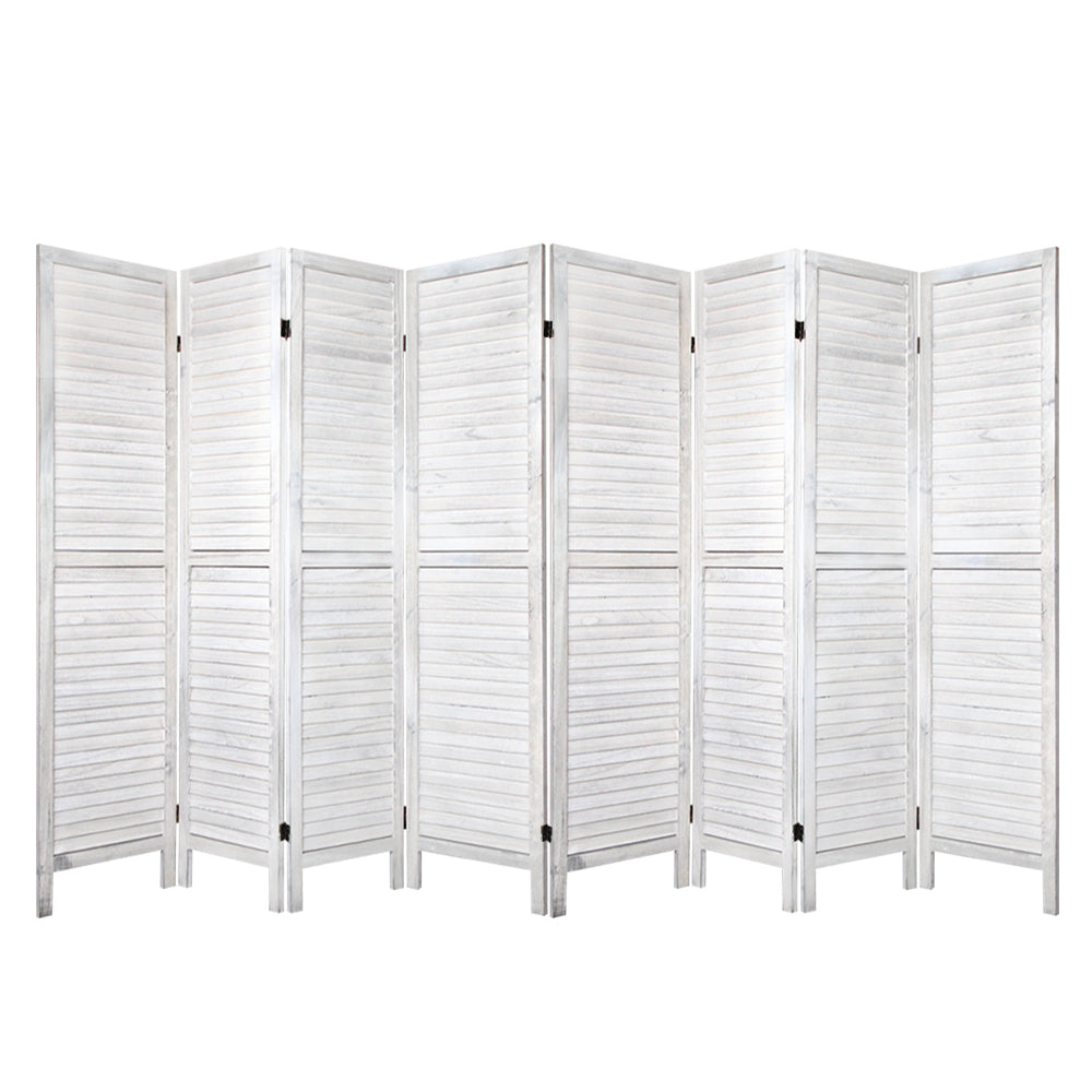 8-Panel Room Divider – 326x170cm, Louver White | Artiss