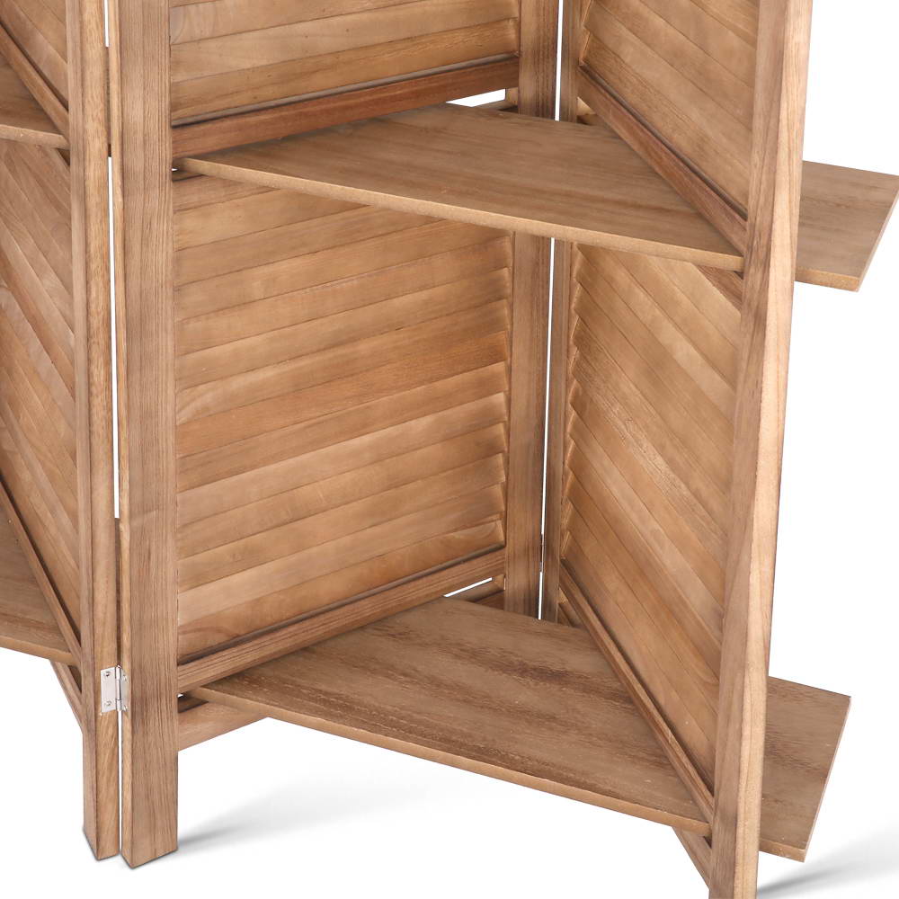 4-Panel Room Divider – 163x170cm, Shelf Oak | Artiss
