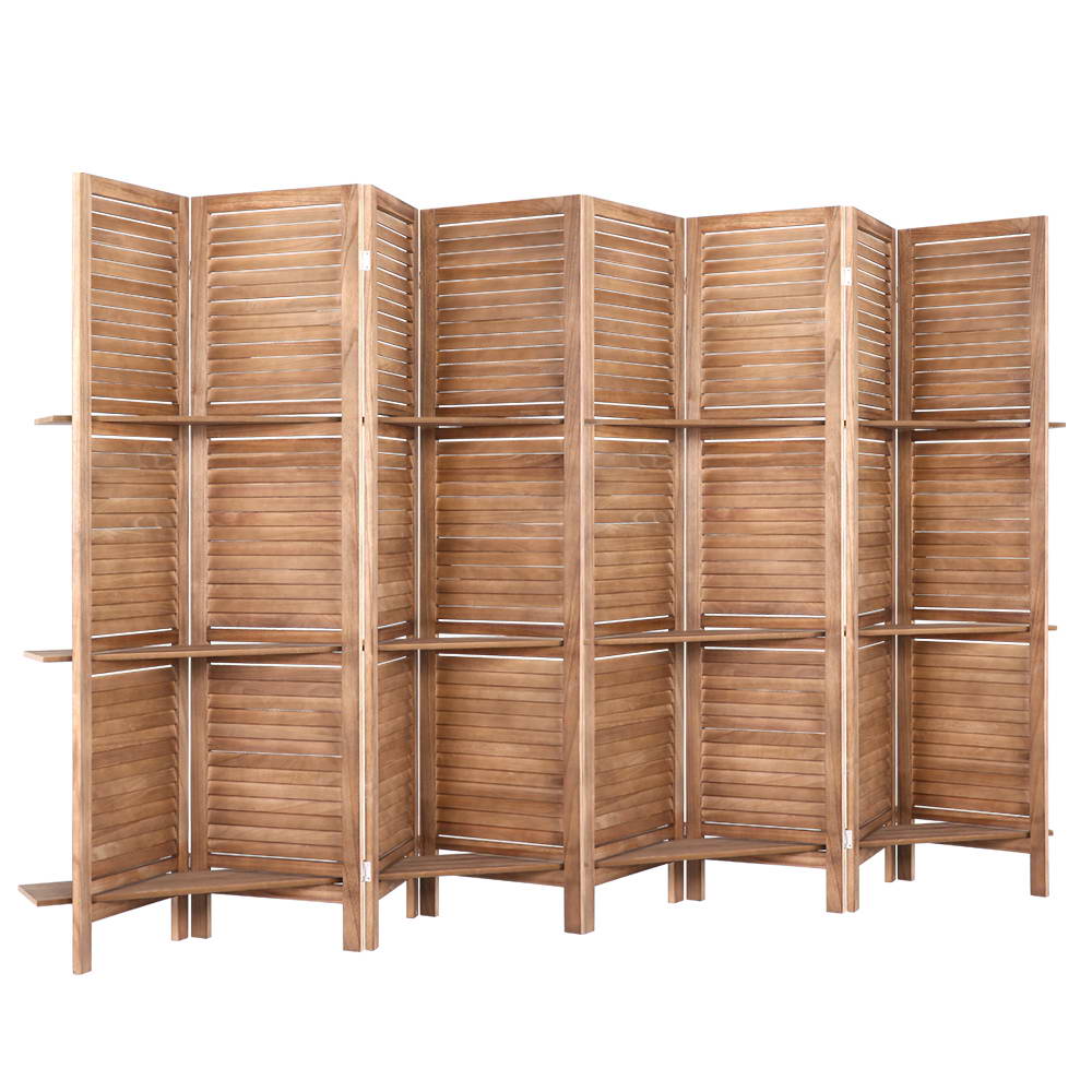 8-Panel Room Divider – 326x170cm, Shelf Oak | Artiss