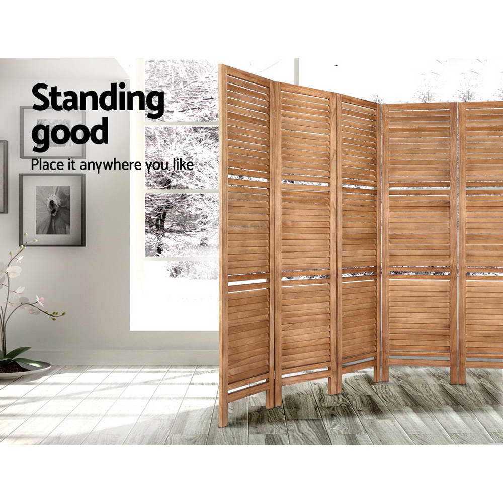 8-Panel Room Divider – 326x170cm, Shelf Oak | Artiss