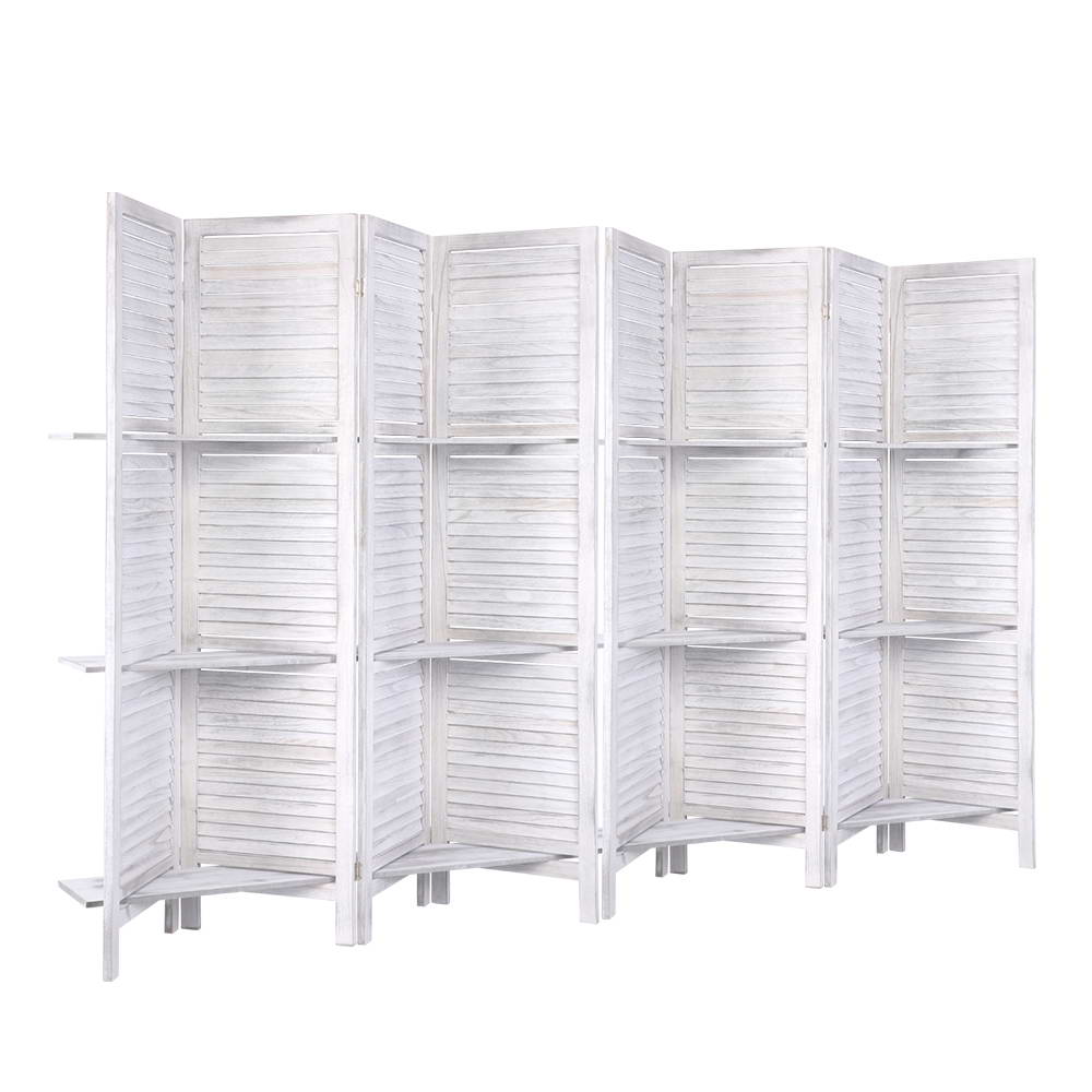 8-Panel Room Divider – 326x170cm, Shelf White | Artiss