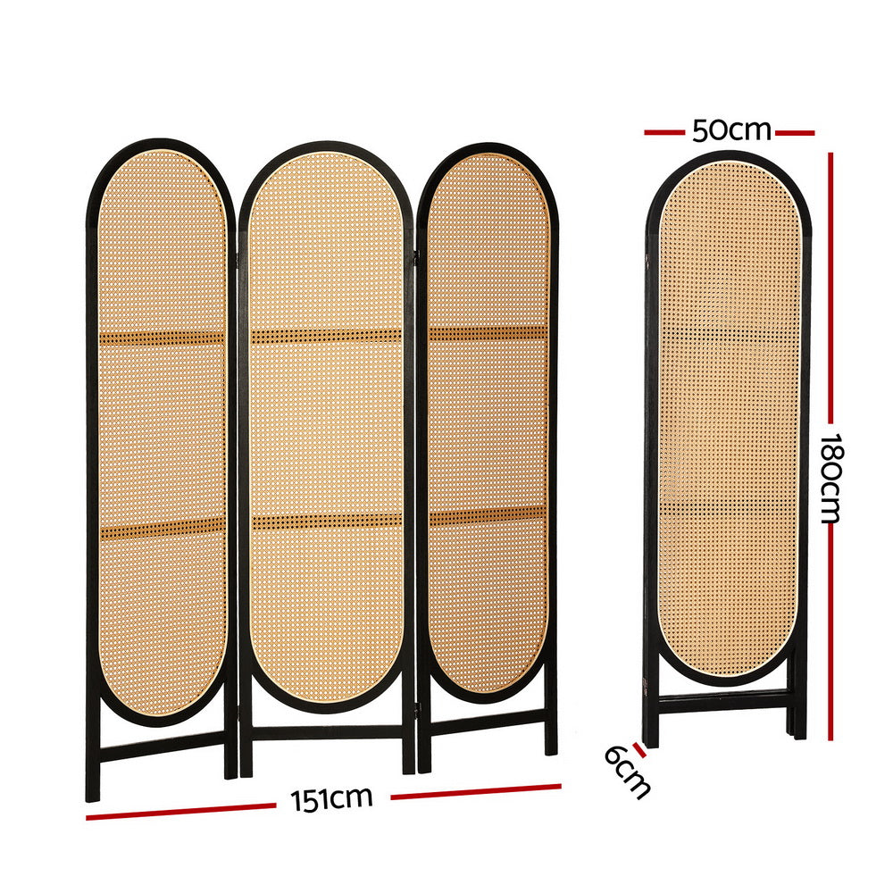 3-Panel Room Divider – 151x180cm, Rattan Brown | Artiss