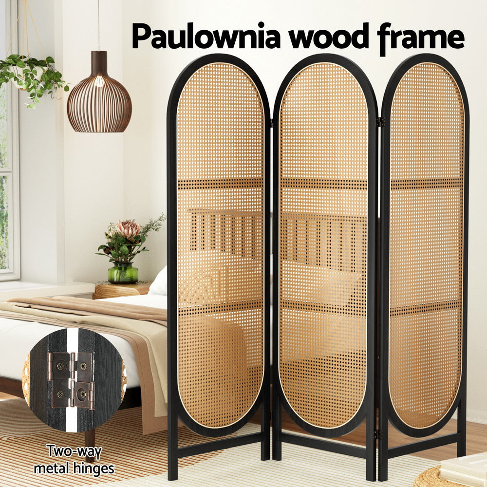 3-Panel Room Divider – 151x180cm, Rattan Brown | Artiss