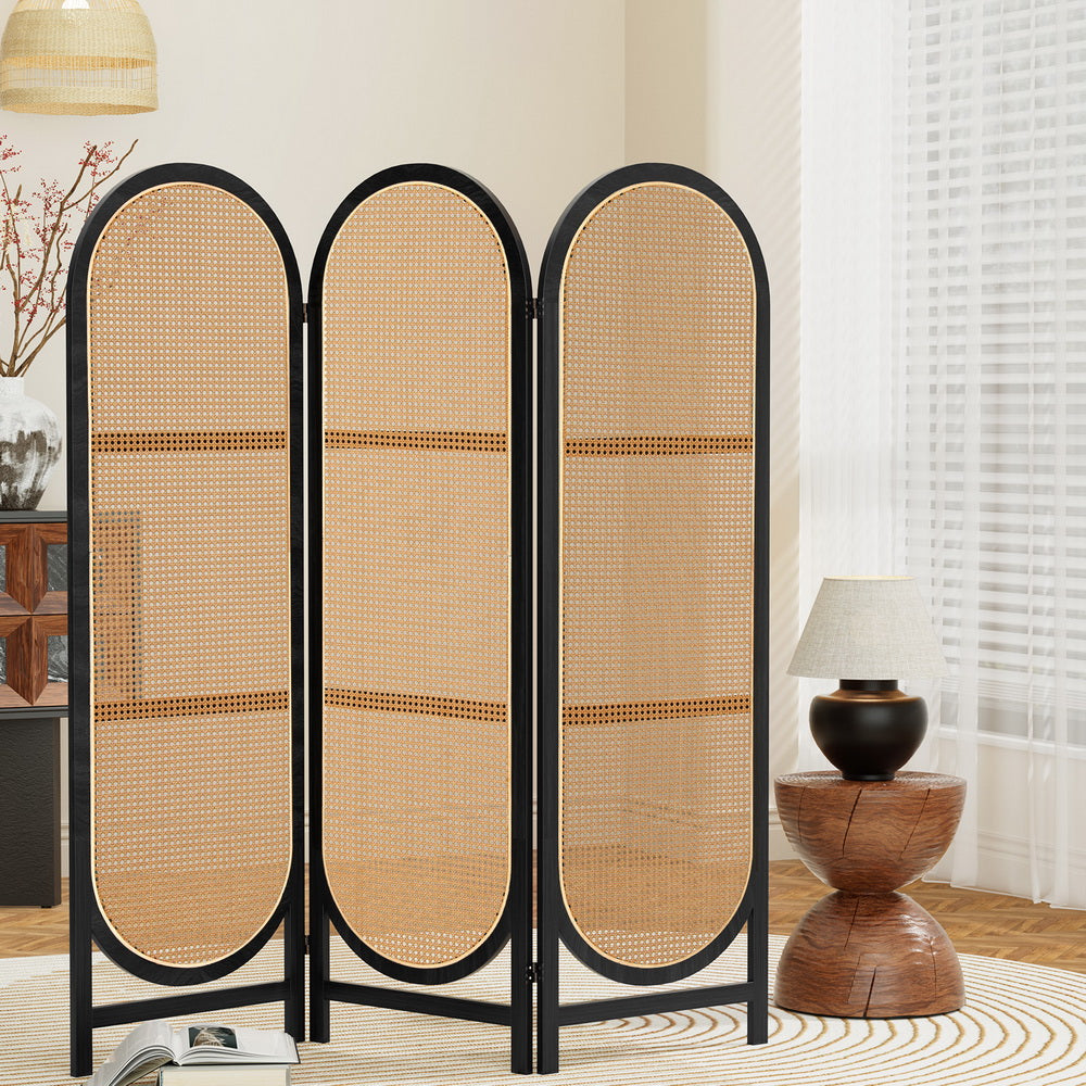 3-Panel Room Divider – 151x180cm, Rattan Brown | Artiss