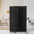 3-Panel Room Divider – 123x170cm, Woven Black | Artiss