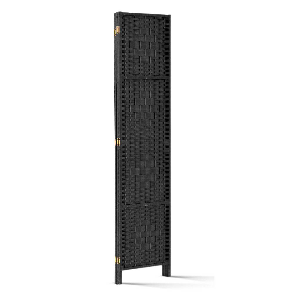 3-Panel Room Divider – 123x170cm, Woven Black | Artiss
