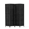 4-Panel Room Divider – 163x170cm, Woven Black | Artiss
