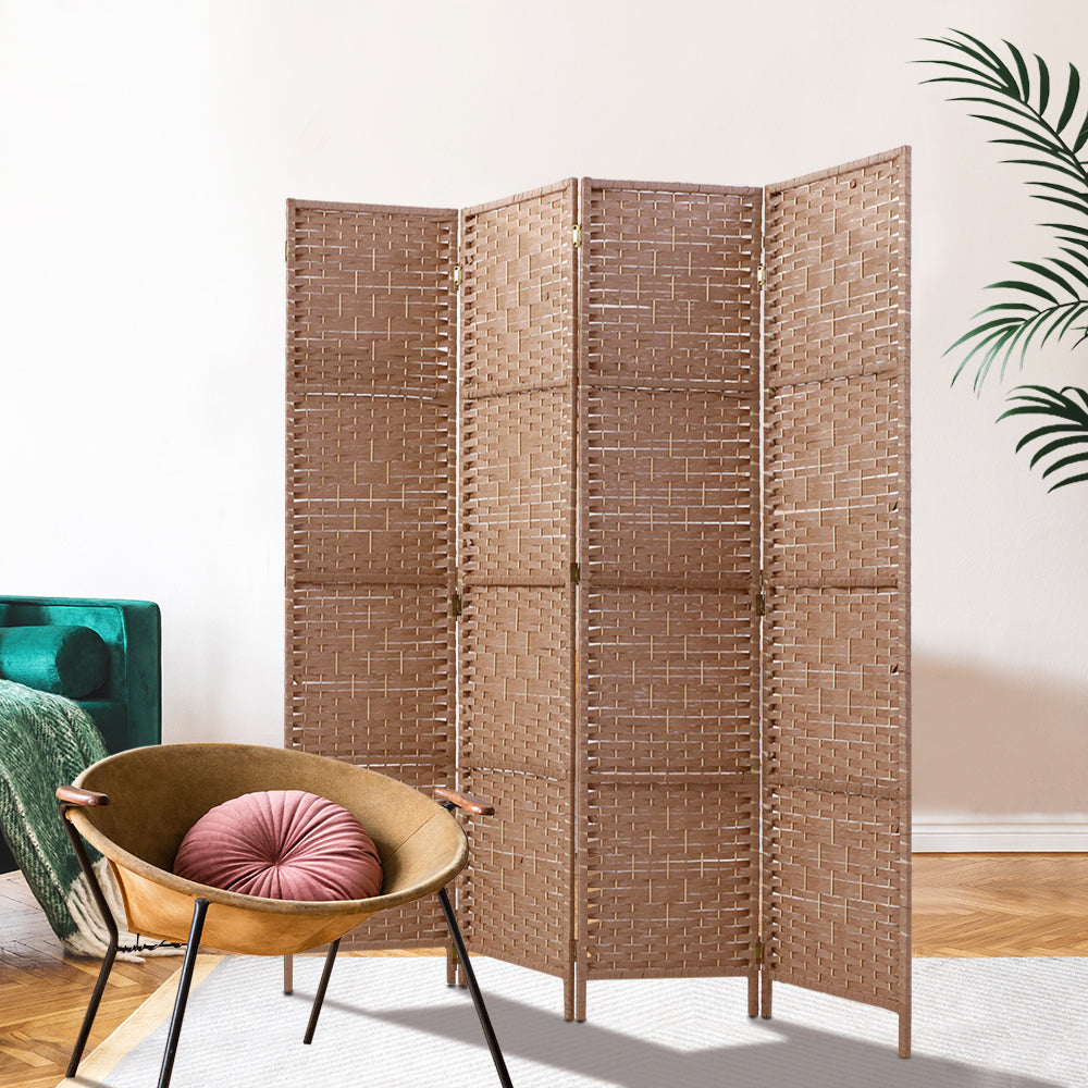 4-Panel Room Divider – 163x170cm, Woven Natural | Artiss
