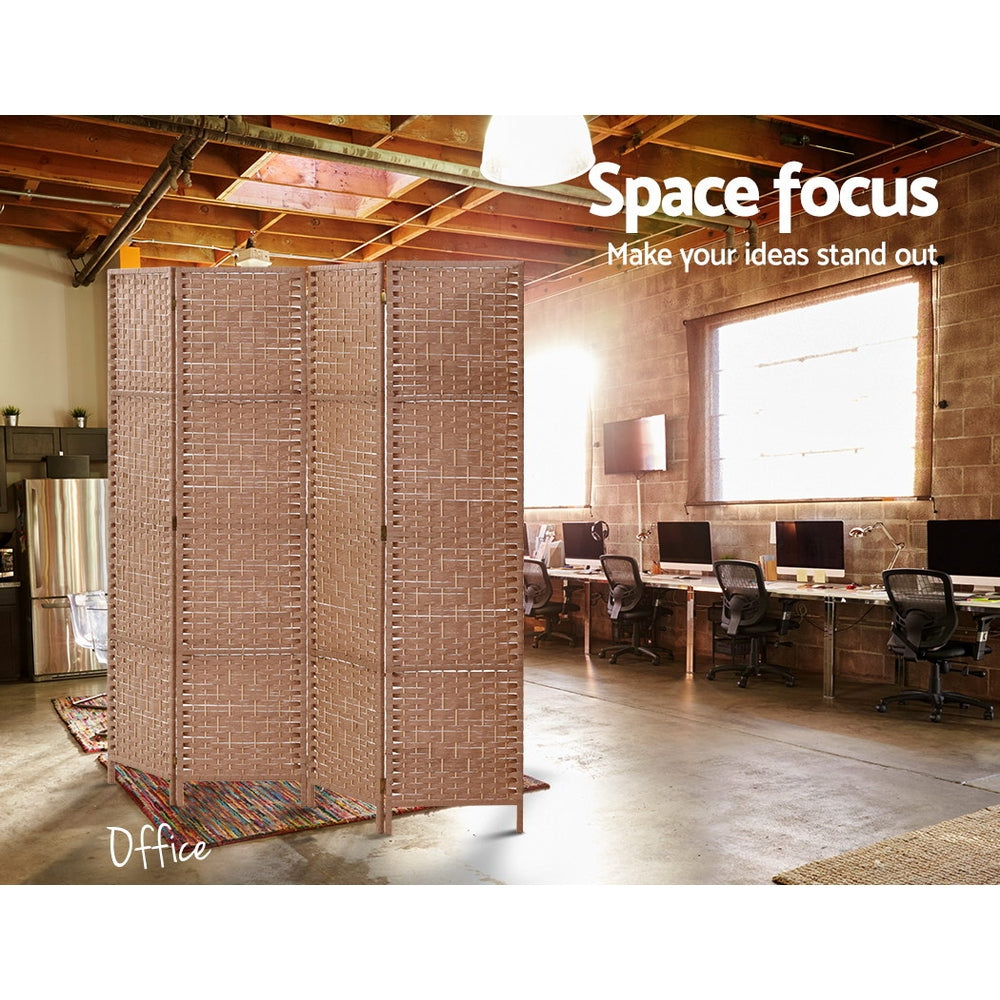 4-Panel Room Divider – 163x170cm, Woven Natural | Artiss
