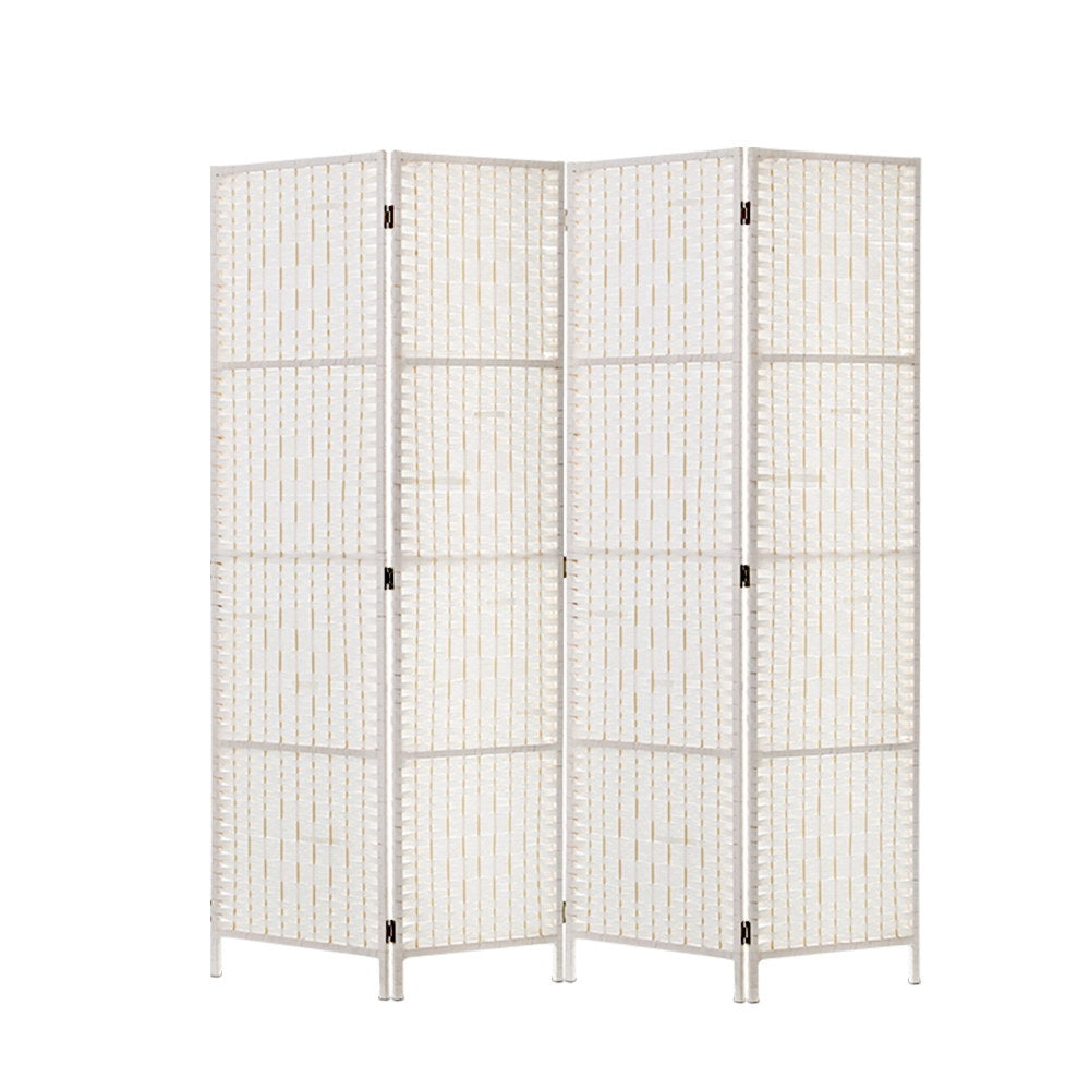 4-Panel Room Divider – 163x170cm, Woven White | Artiss