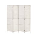 4-Panel Room Divider – 163x170cm, Woven White | Artiss
