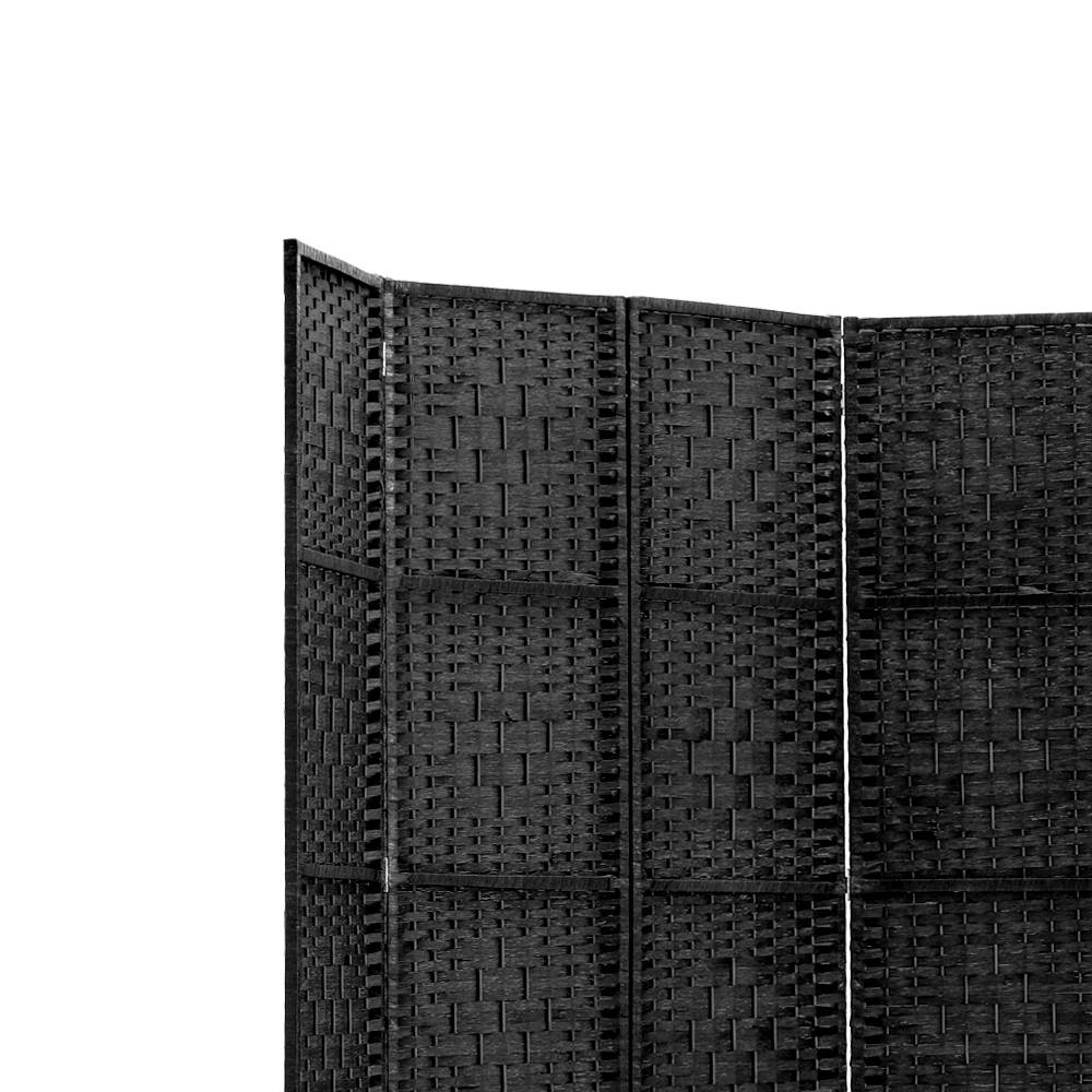 6-Panel Room Divider – 245x170cm, Woven Black | Artiss