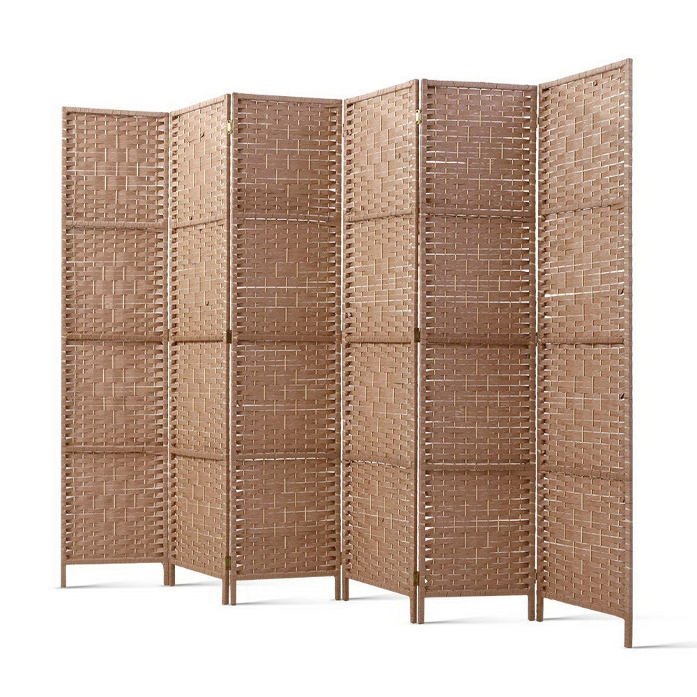 6-Panel Room Divider – 245x170cm, Woven Natural | Artiss