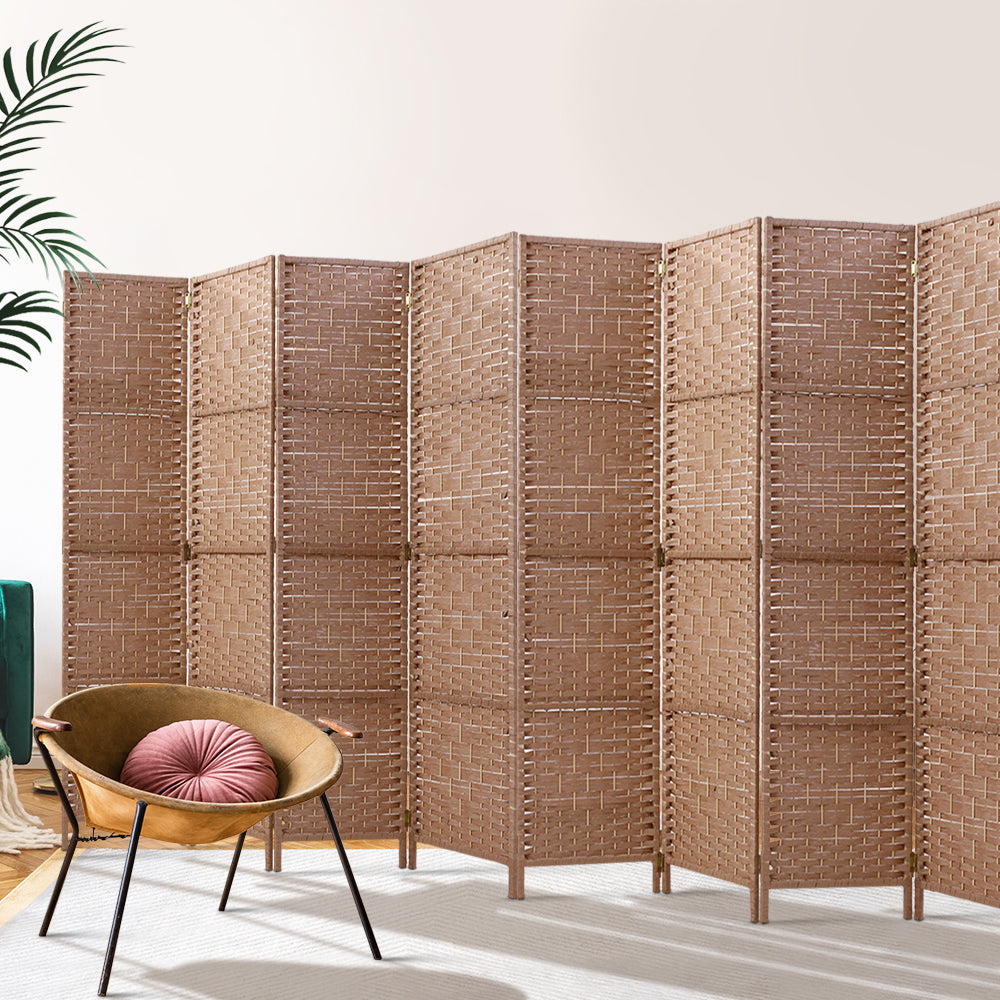 8-Panel Room Divider – 326x170cm, Woven Natural | Artiss