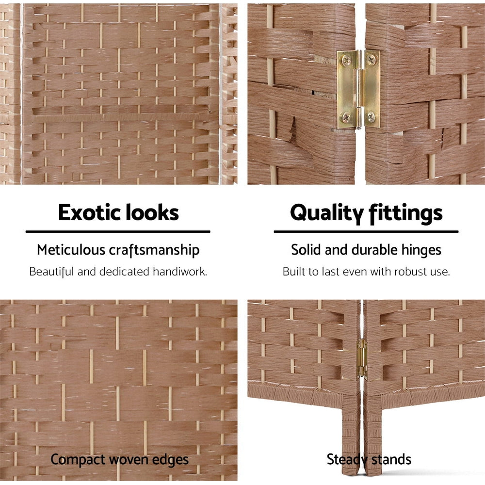 8-Panel Room Divider – 326x170cm, Woven Natural | Artiss