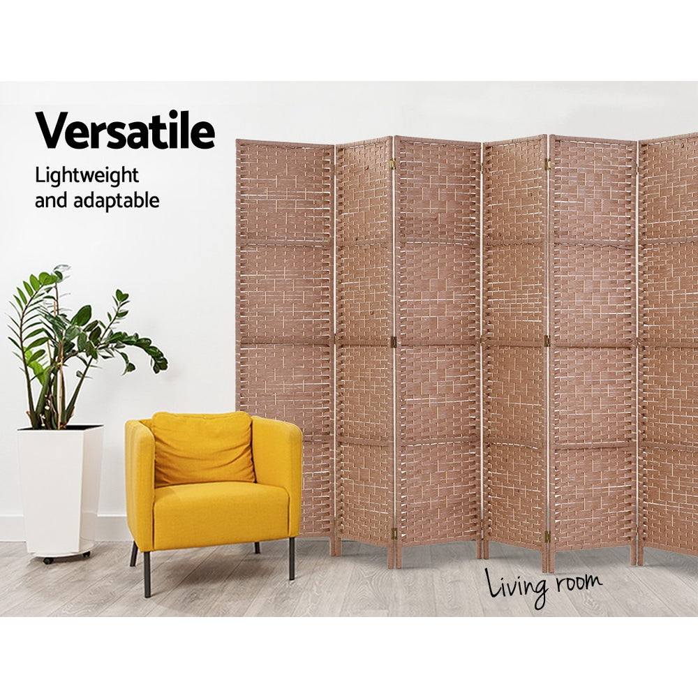 8-Panel Room Divider – 326x170cm, Woven Natural | Artiss