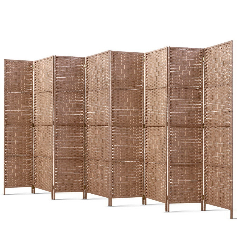 8-Panel Room Divider – 326x170cm, Woven Natural | Artiss