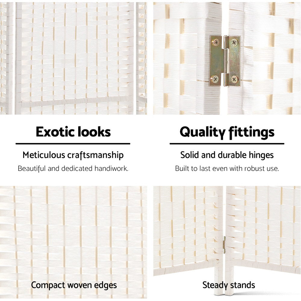 8-Panel Room Divider – 326x170cm, Woven White | Artiss