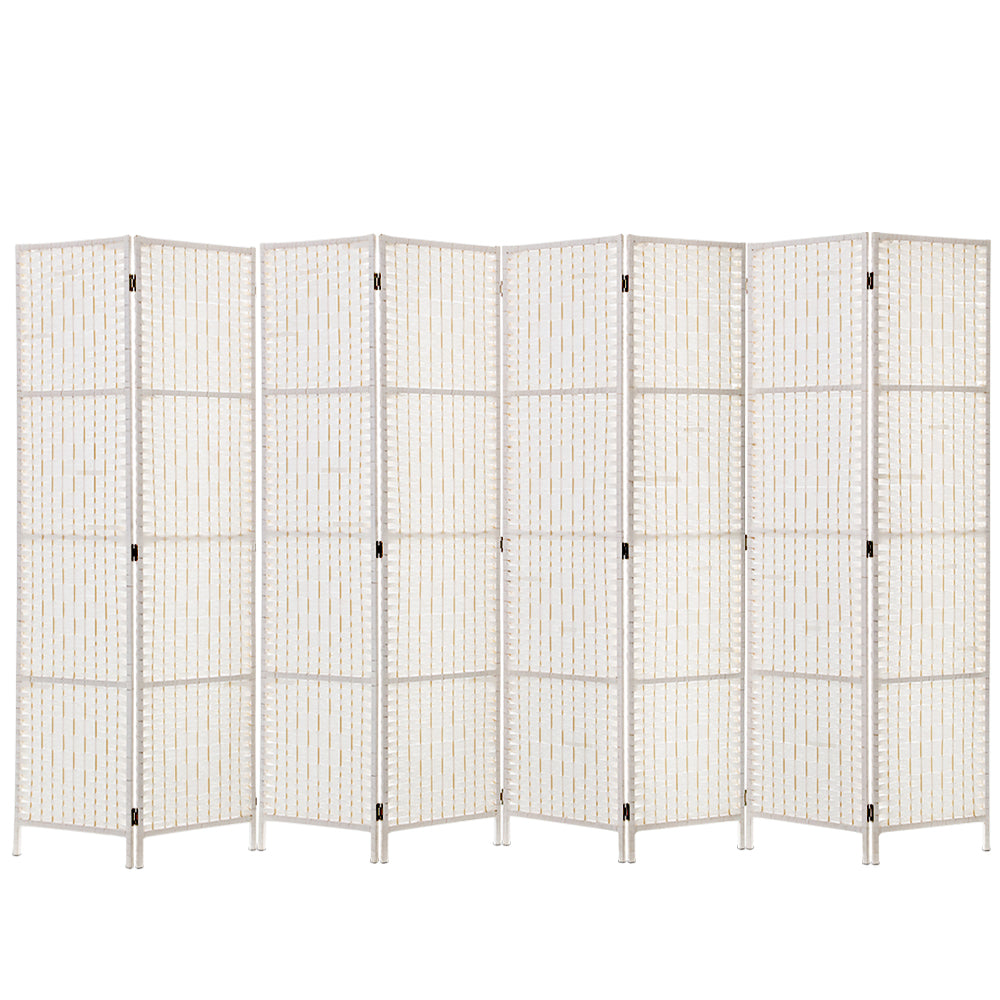 8-Panel Room Divider – 326x170cm, Woven White | Artiss