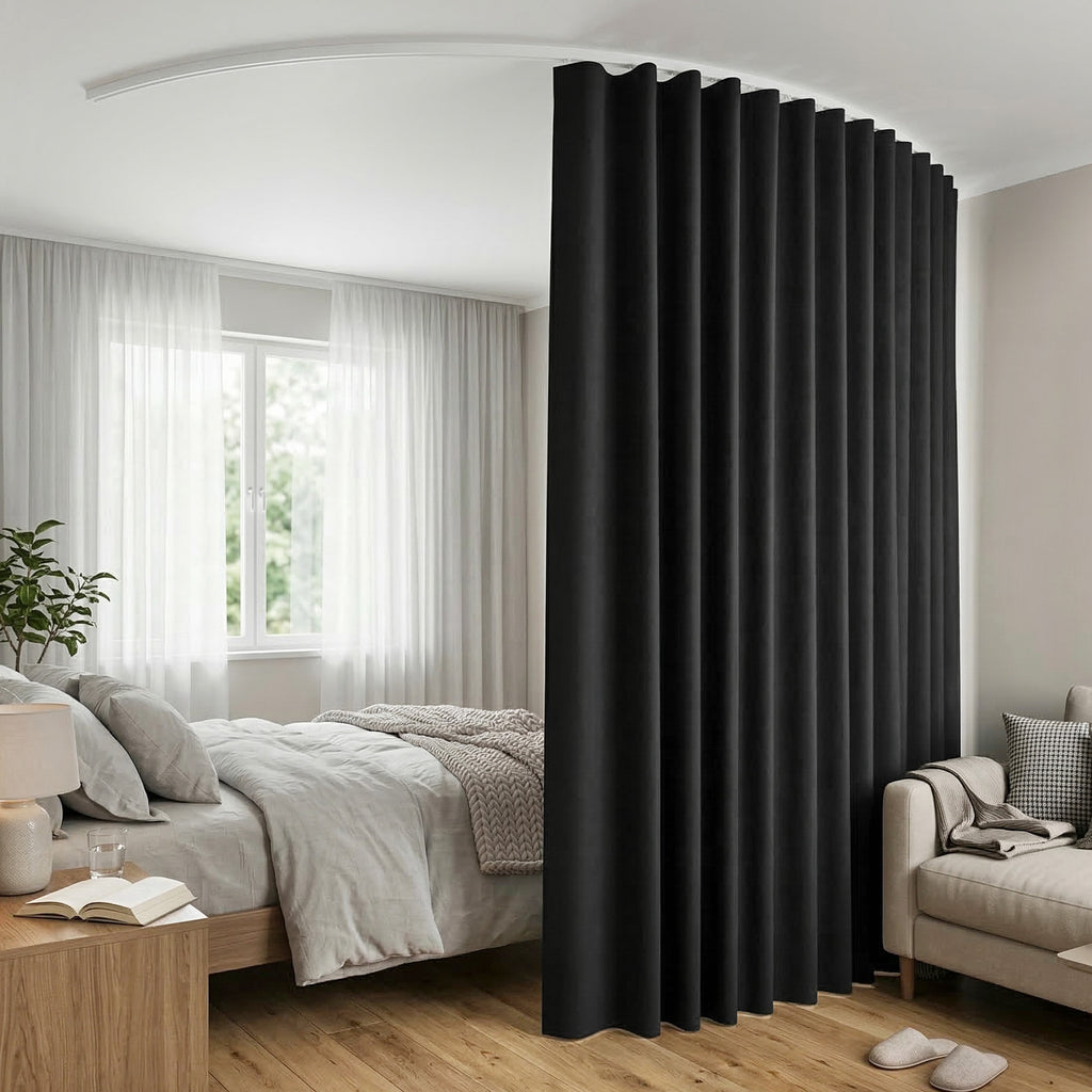 Artiss Ceiling-Mounted Flexible Curtain Room Divider – Black