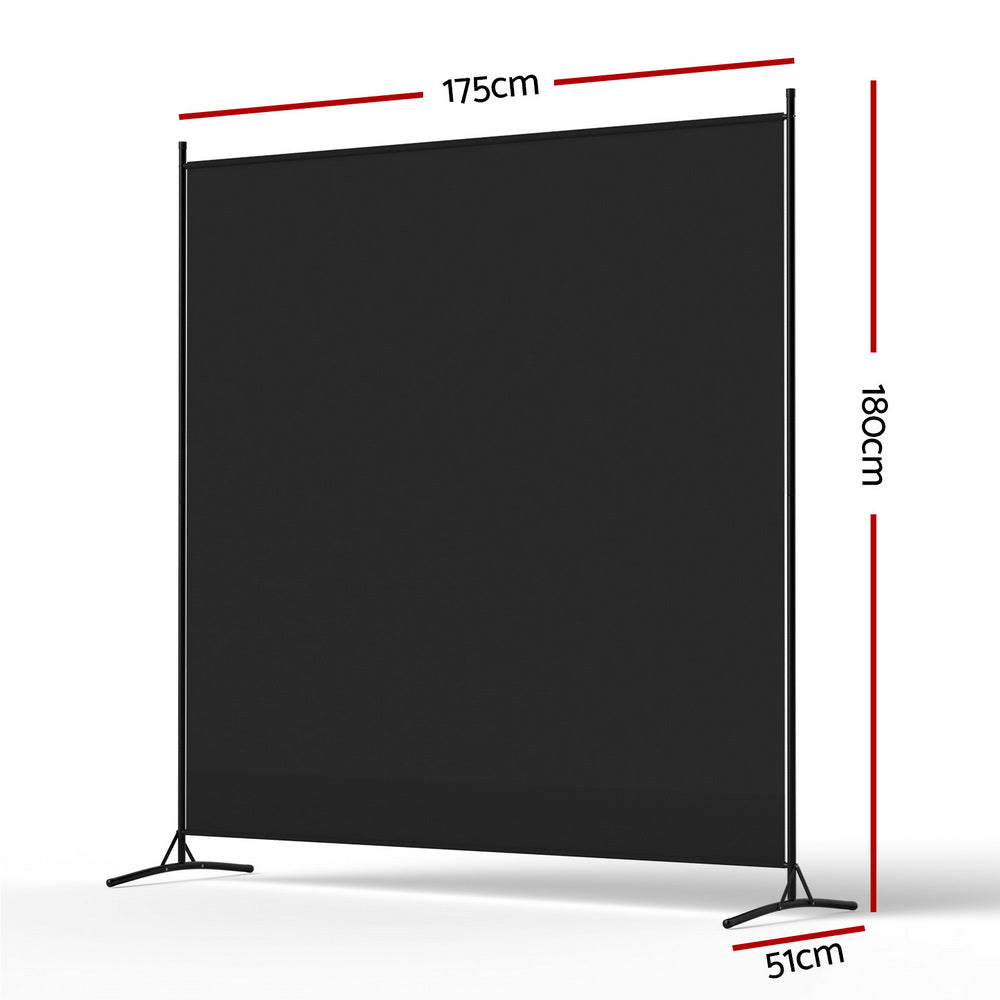 Artiss Freestanding Fabric Room Divider – Black, 175 × 180 cm