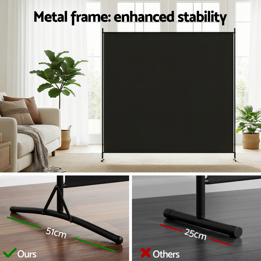Artiss Freestanding Fabric Room Divider – Black, 175 × 180 cm