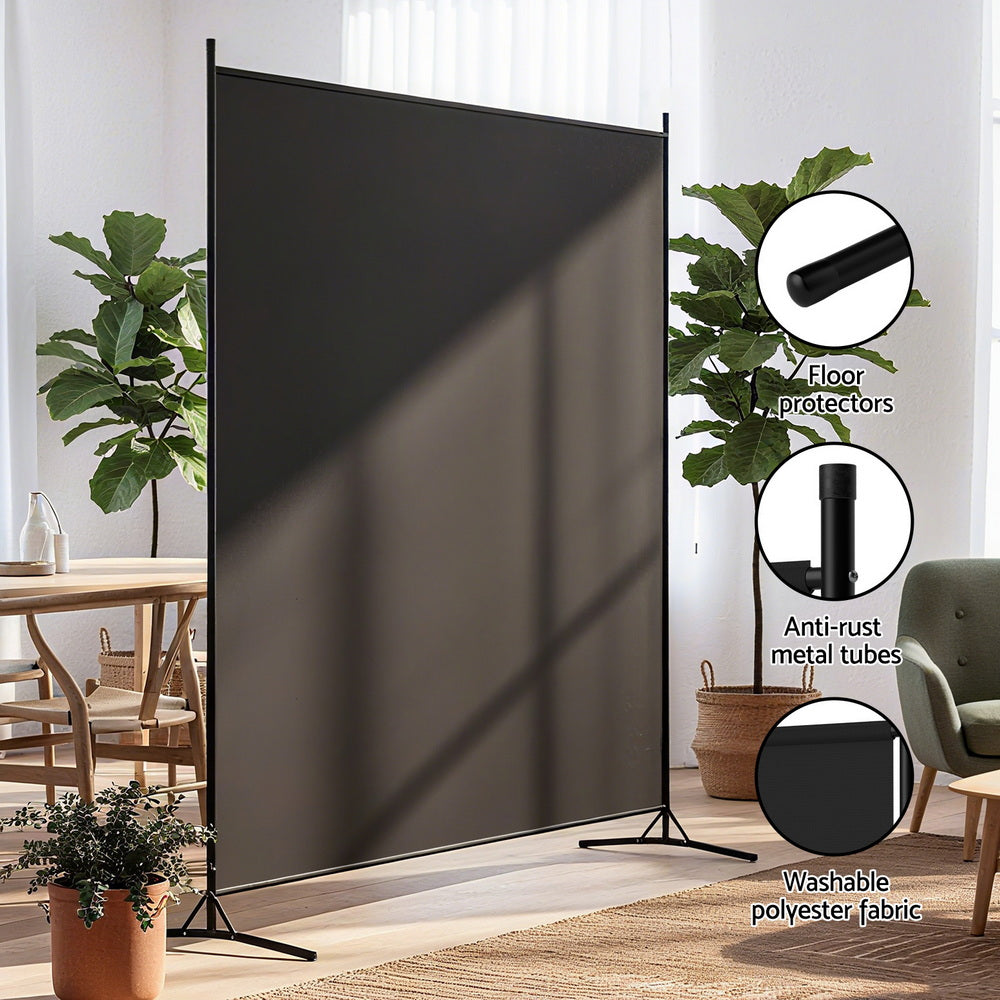 Artiss Freestanding Fabric Room Divider – Black, 175 × 180 cm