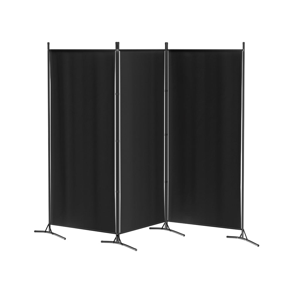 3-Panel Room Divider – 260x180cm, Fabric Black | Artiss