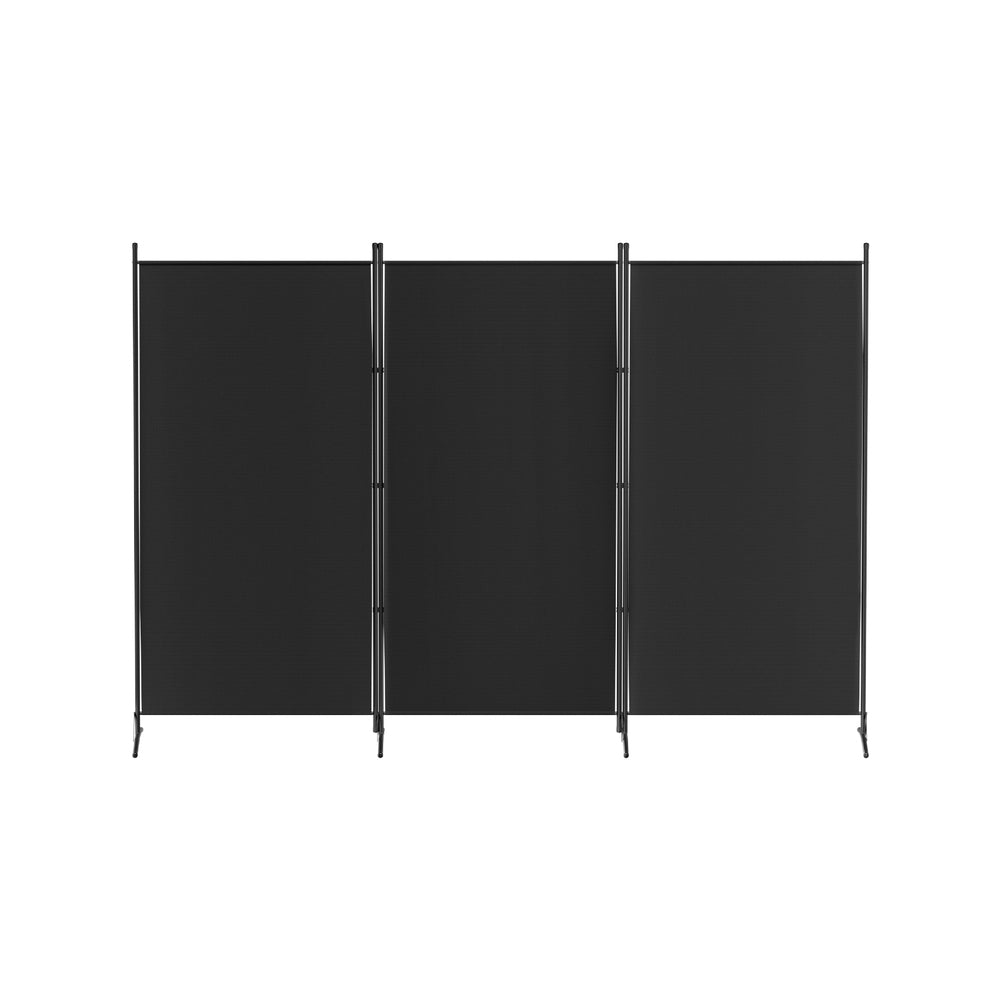 3-Panel Room Divider – 260x180cm, Fabric Black | Artiss