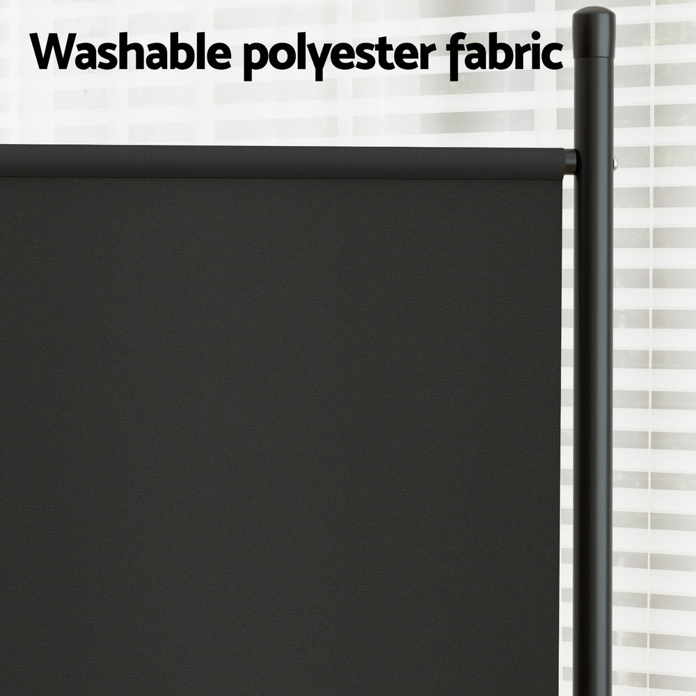 3-Panel Room Divider – 260x180cm, Fabric Black | Artiss