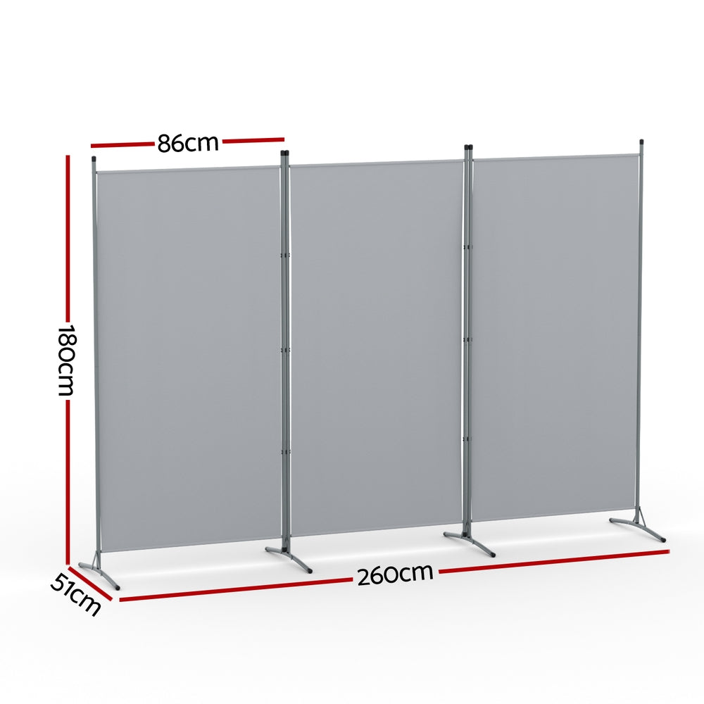 Artiss 3-Panel Folding Room Divider 260 × 180cm – Grey