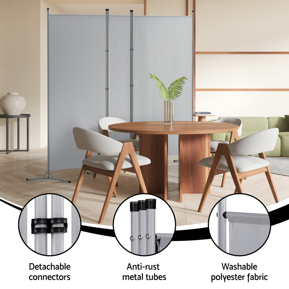 Artiss 3-Panel Folding Room Divider 260 × 180cm – Grey