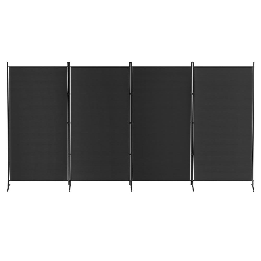 4-Panel Room Divider – 345x180cm, Fabric Black | Artiss