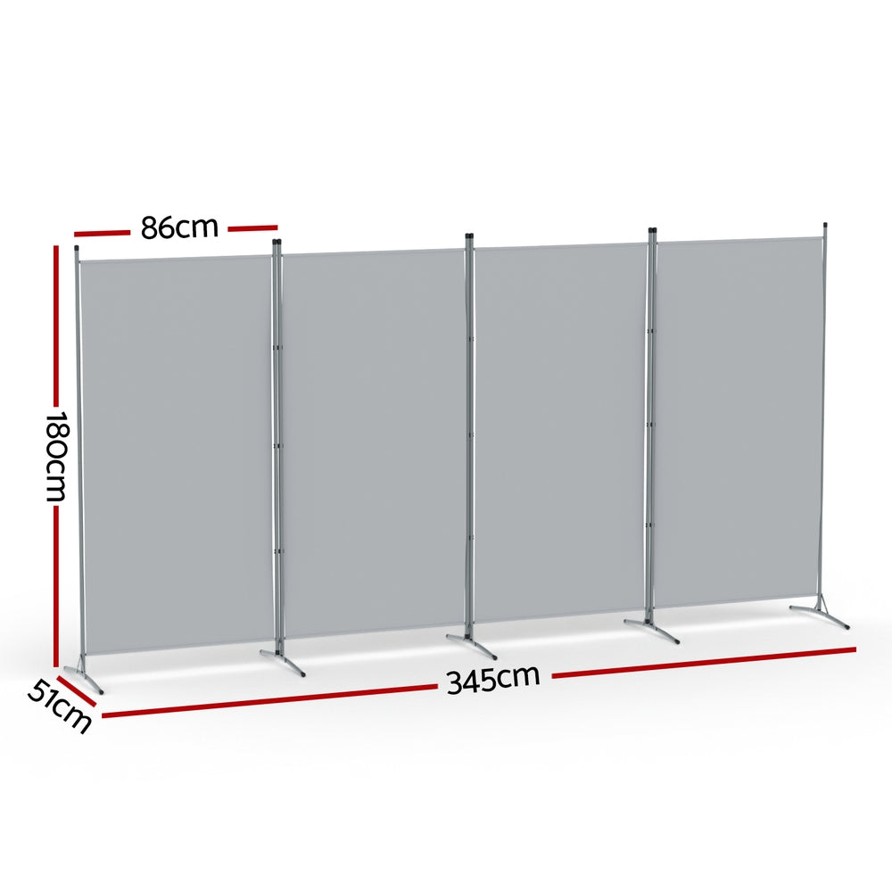 Artiss 4-Panel Folding Room Divider – Grey, 345 × 180 cm