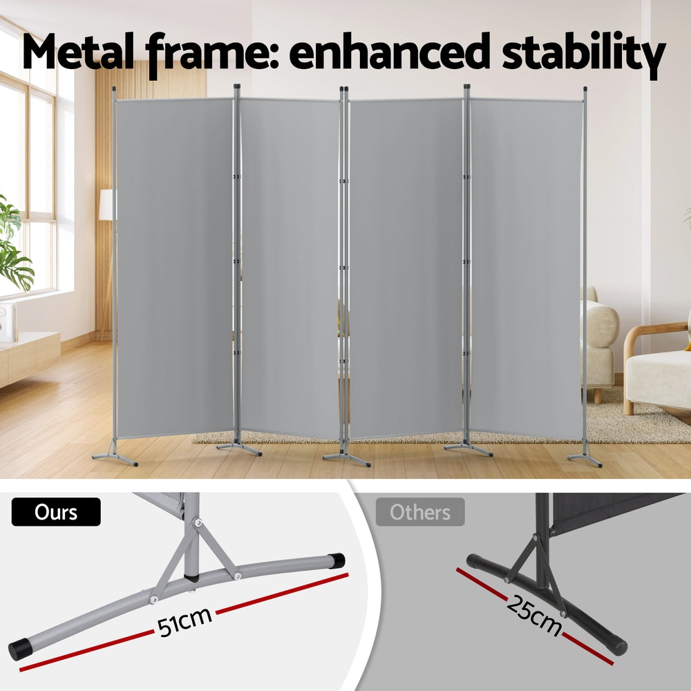 Artiss 4-Panel Folding Room Divider – Grey, 345 × 180 cm