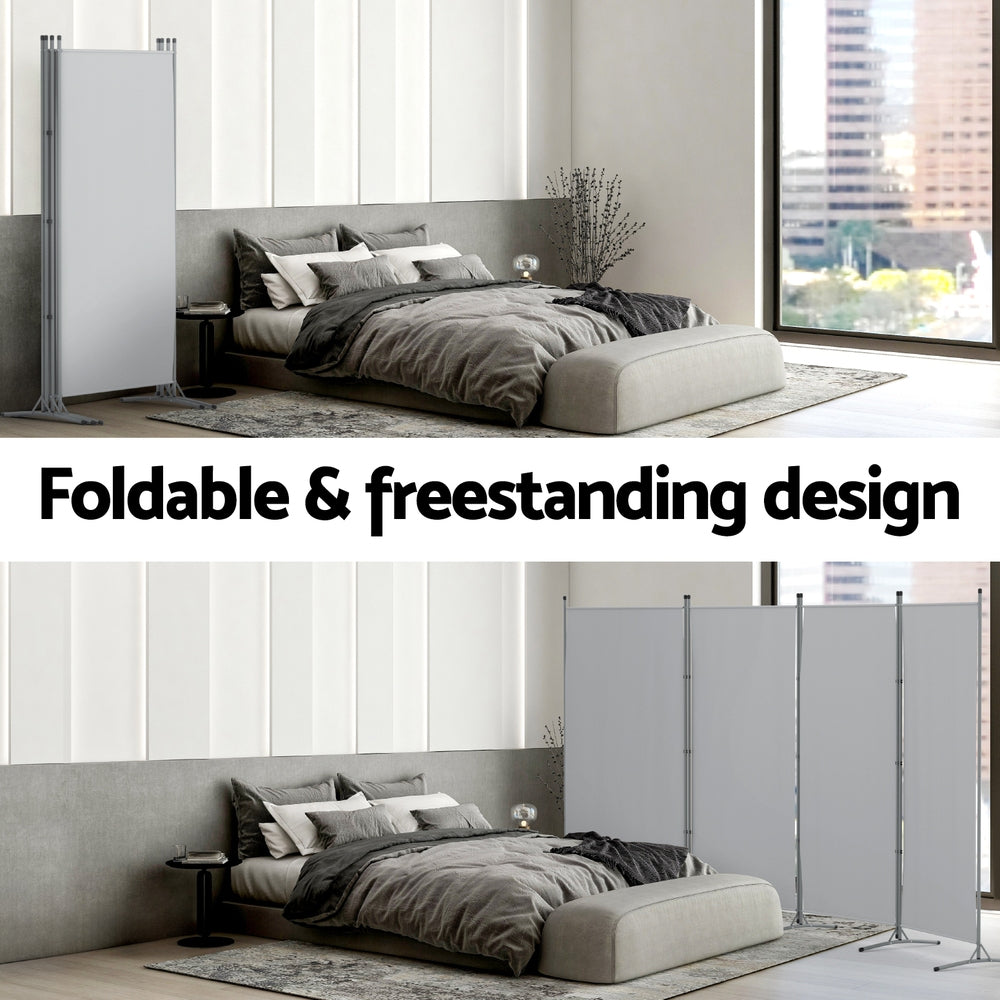 Artiss 4-Panel Folding Room Divider – Grey, 345 × 180 cm