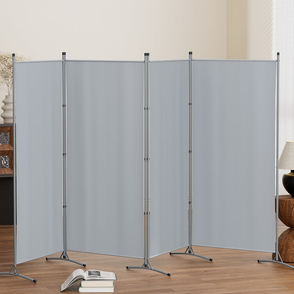 Artiss 4-Panel Folding Room Divider – Grey, 345 × 180 cm