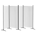 4-Panel Room Divider – 345x180cm, Fabric White | Artiss