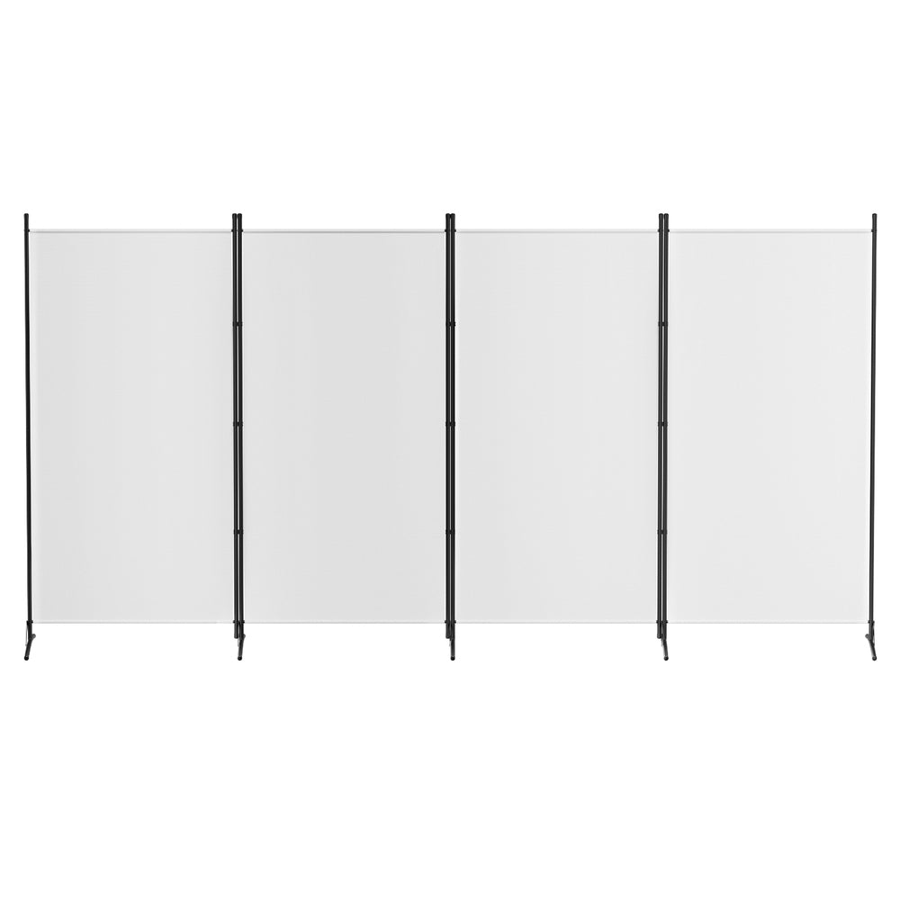 4-Panel Room Divider – 345x180cm, Fabric White | Artiss